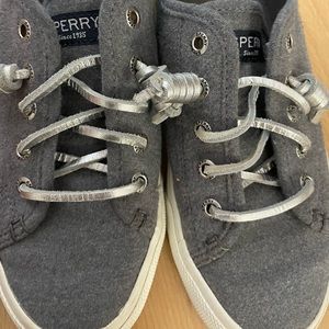Sperry slip on sneakers, dark gray, memory foam, womens size 6